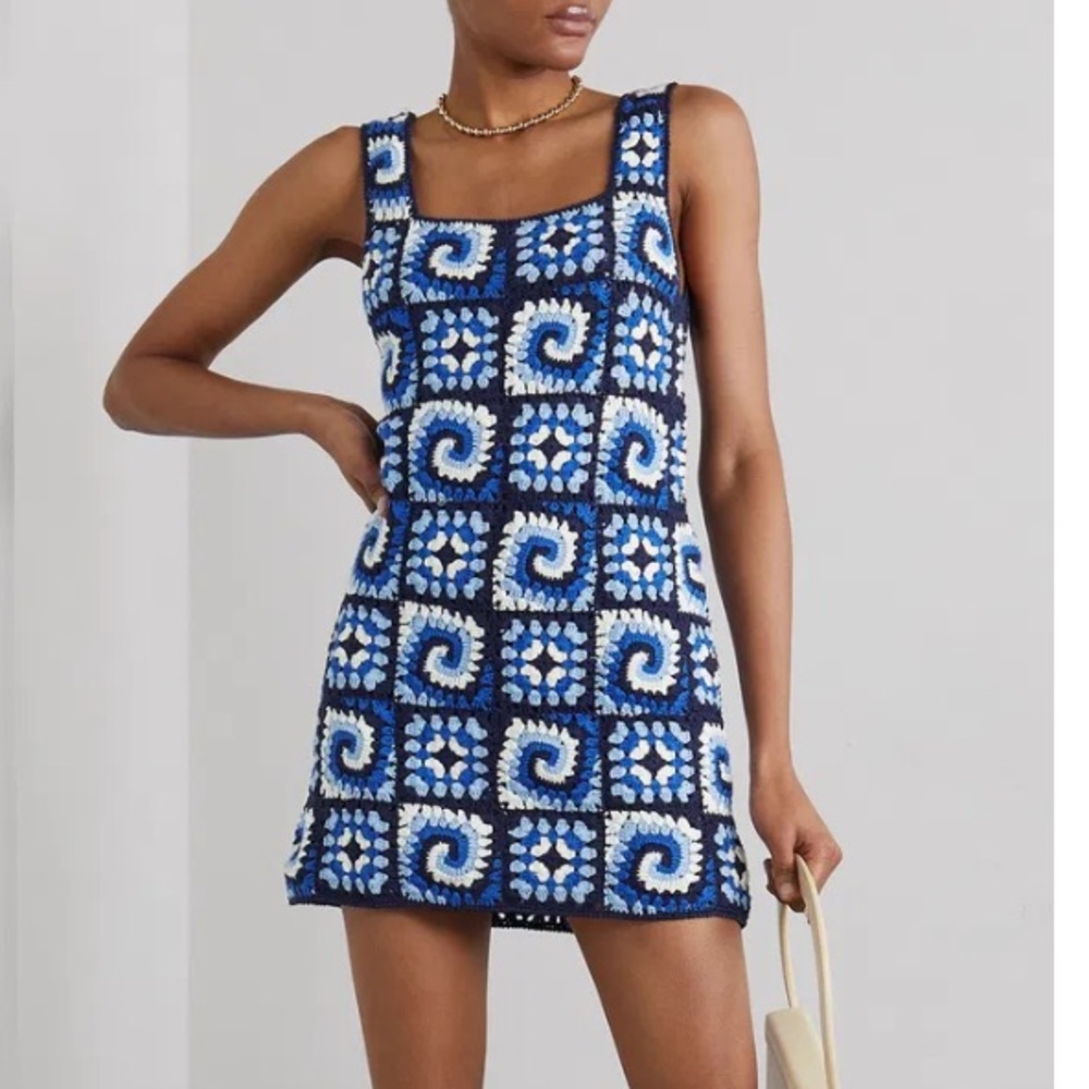 Staud Psychedelic Crochet Cotton Dress